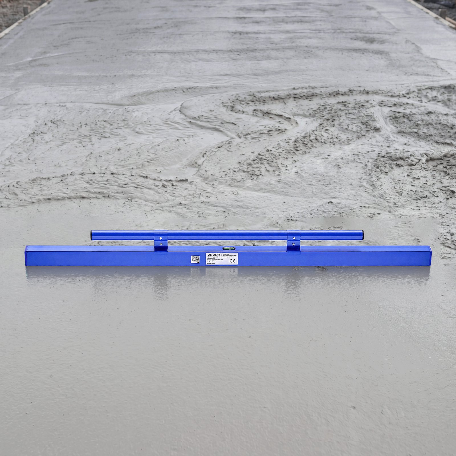 VEVOR Staggia Manuale per Calcestruzzo 1200 mm, in Lega di Alluminio Blu, Staggia Manuale Monopezzo per Cemento, Livella a Bolla Integrata, Verniciatura a Polvere, Leggera, per Pavimenti di Garage