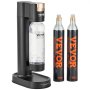 VEVOR Macchina per Acqua Gassante, Kit Acqua Soda con Bottiglia in PET da 1 L, Macchina per Gassatura Domestica, Bombola senza Gas CO2, Compatibile con e Bombole di CO2 Avvitata da 60 Litri Nera