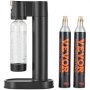 VEVOR Macchina per Acqua Gassante, Kit Acqua Soda con Bottiglia in PET da 1 L, Macchina per Gassatura Domestica, Bombola senza Gas CO2, Compatibile con e Bombole di CO2 Avvitata da 60 Litri Nera