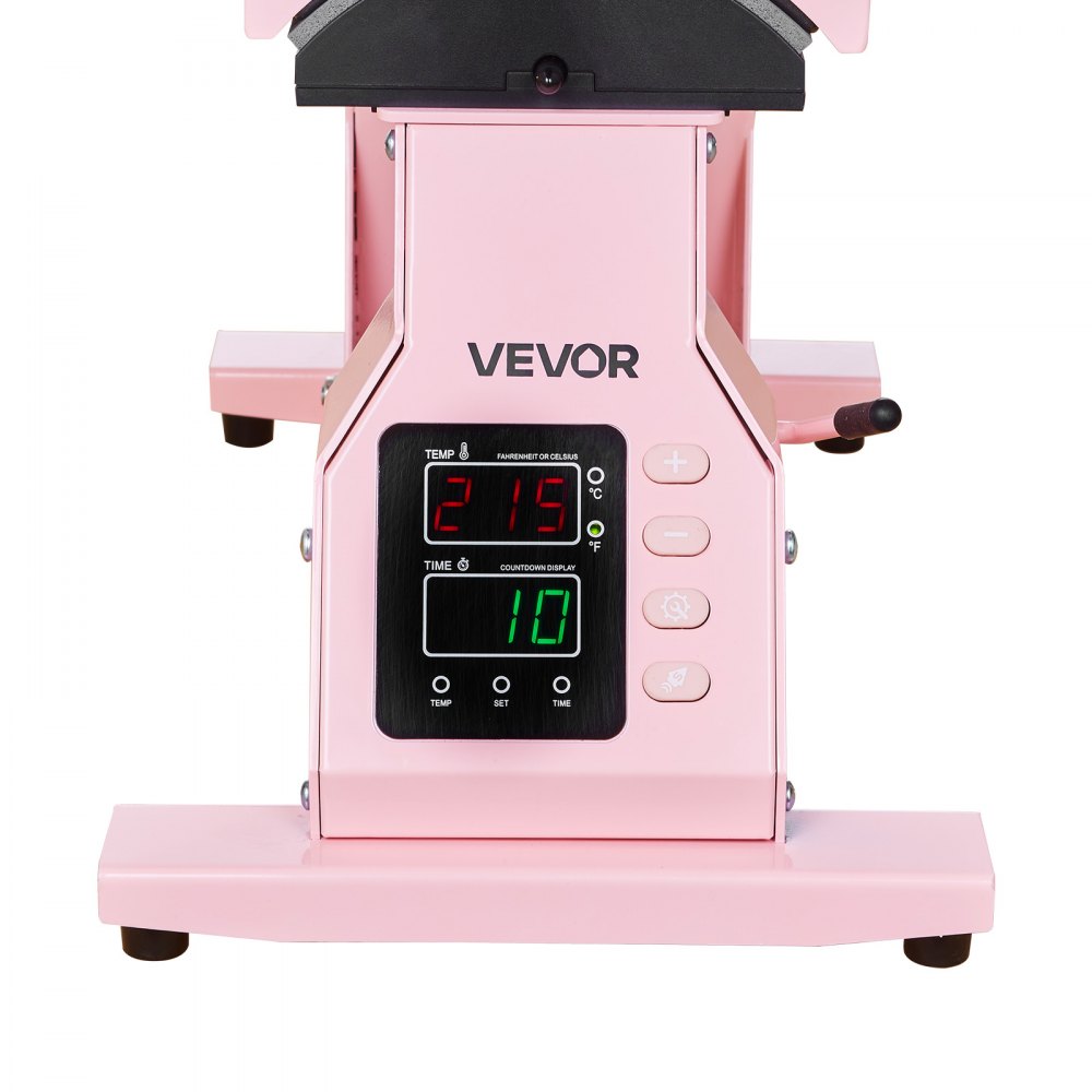 VEVOR Pressa a Caldo per Cappelli con 4 Piastre Intercambiabili, Macchina per Pressatura a Caldo per Cappelli con Controllo della Temperatura e del Tempo, per Cappellini, Fasce, Mascherine, Rosa