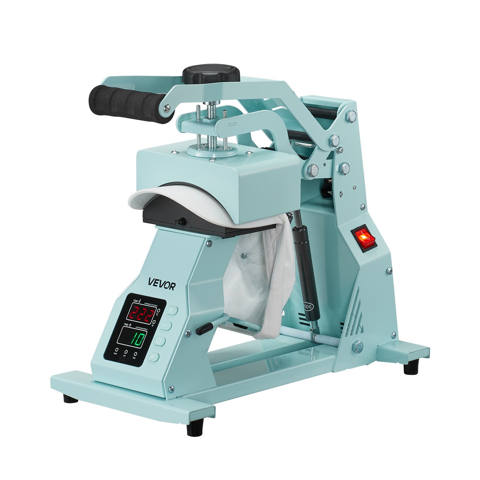 VEVOR Pressa a Caldo per Cappelli con 4 Piastre Intercambiabili 160x65/160x80/140x65/140x80 mm, Pressa a Caldo per Cappelli con Controllo della Temperatura e del Tempo, Colore Verde