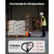 VEVOR Transpallet, Capacità 3 T, Transpallet Manuale con Forche da 1620 x 685 x 1225 mm per Movimentazione Materiali, Altezza di Sollevamento Forche 85-180 mm, per Magazzino, Supermercato