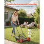 VEVOR Tosaerba a Spinta Manuale con 5 Lame Larghezza di Taglio 450 mm, Senza Motore, Altezza di Taglio Regolabile da 35 - 62 mm, Rasaerba a Spinta 4 Ruote Sacco Raccoglierba per Giardino Prato