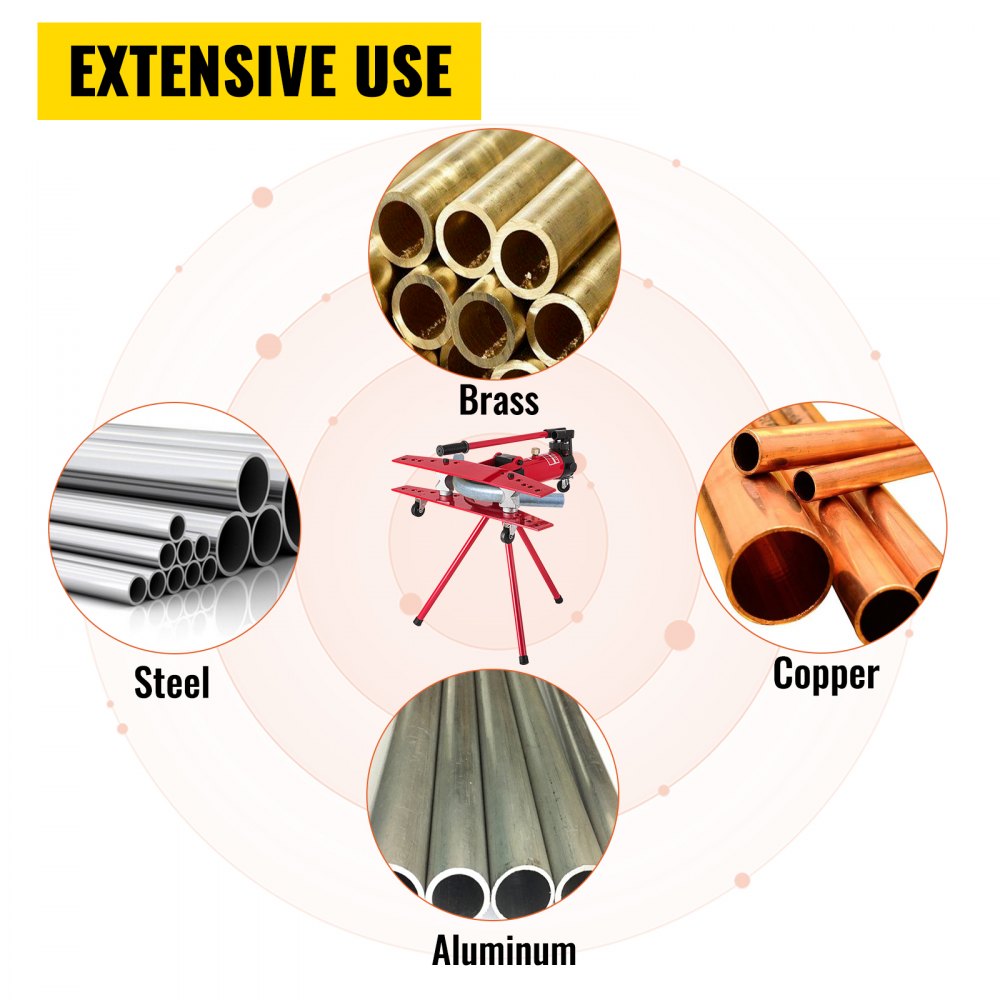 VEVOR Curvatubi Manuale Curvatubi da 2,75-4,5mm Spessori Manuali Spessore 16T Curvatubi Pressa Piegatubi Uscita Acciaio Diametro Esterno 22mm-60mm