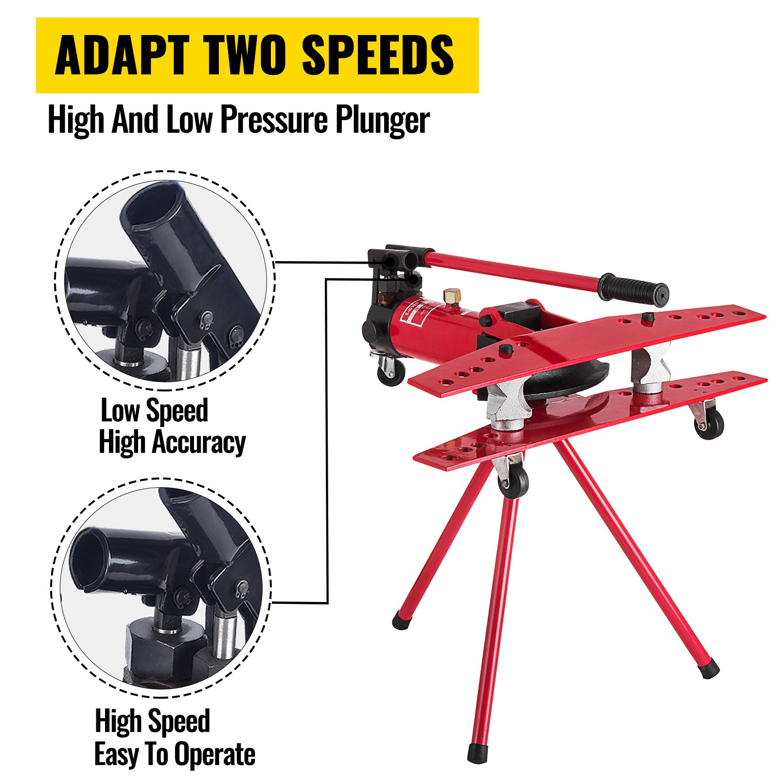 VEVOR Curvatubi Manuale Curvatubi da 2,75-4,5mm Spessori Manuali Spessore 16T Curvatubi Pressa Piegatubi Uscita Acciaio Diametro Esterno 22mm-60mm