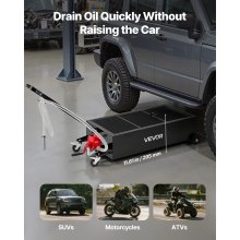 VEVOR Vaschetta di Scarico dell'Olio, Capacità 94,6 L, Vaschetta di Raccolta Olio Mobile con Pompa Manuale, Tubo 2,2 m e Maniglia Pieghevole, Prova di Perdite e Resistente alla Corrosione