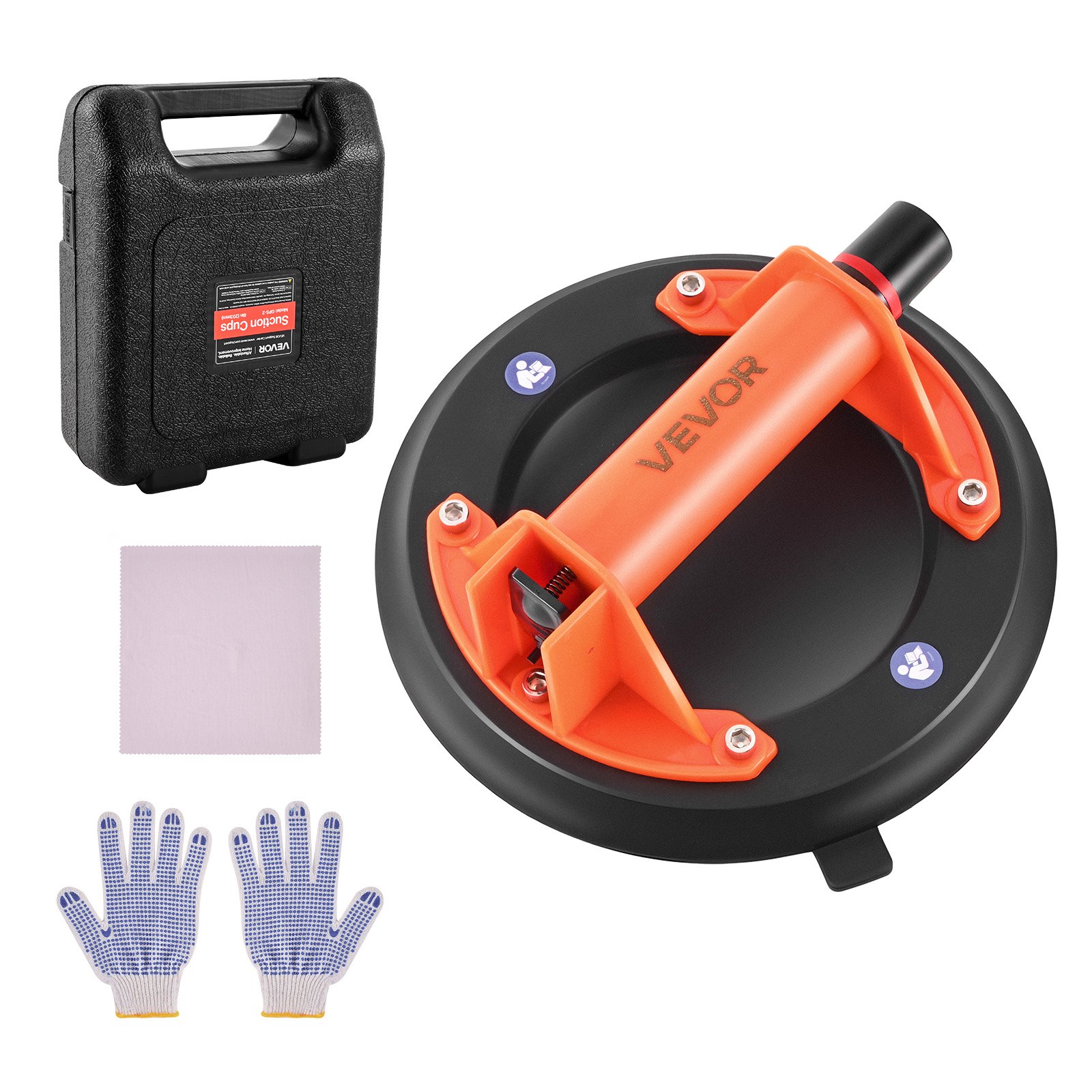 VEVOR Sollevatore a Vuoto per Vetri da 203 mm con Impugnatura in ABS, Carico di 180 kg, Utensile a Ventosa per Piastrelle con Custodia per il Trasporto per Sollevare Piastrelle di Grandi Dimensioni