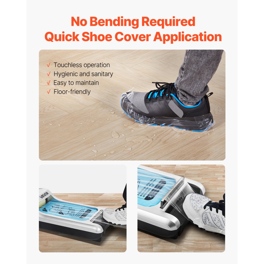 VEVOR Distributore Automatico di Copriscarpe per Taglie Fino a US 11 Argento / EU 44