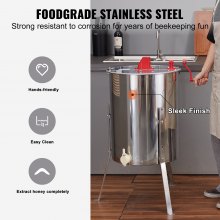 VEVOR Estrattore di Miele Manuale in Acciaio Inox Capienza Flessibile 2/4 Favi 3 Favi 4/8 Favi per Apicoltura, Smielatore Centrifuga di Miele con Coperchio Trasparente Altezza Regolabile tra 100-108cm