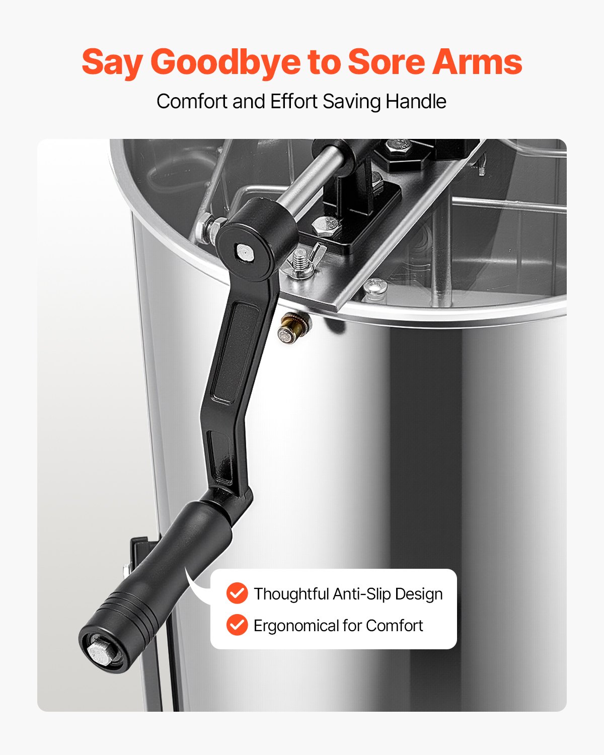 VEVOR Estrattore di Miele, Centrifuga Manuale per Miele a 2 Telaini in Acciaio Inox, con Coperchio Trasparente, Regolabile in Altezza, Apicoltura per Estrazione di Favi, 340 x 610 x 1080 mm