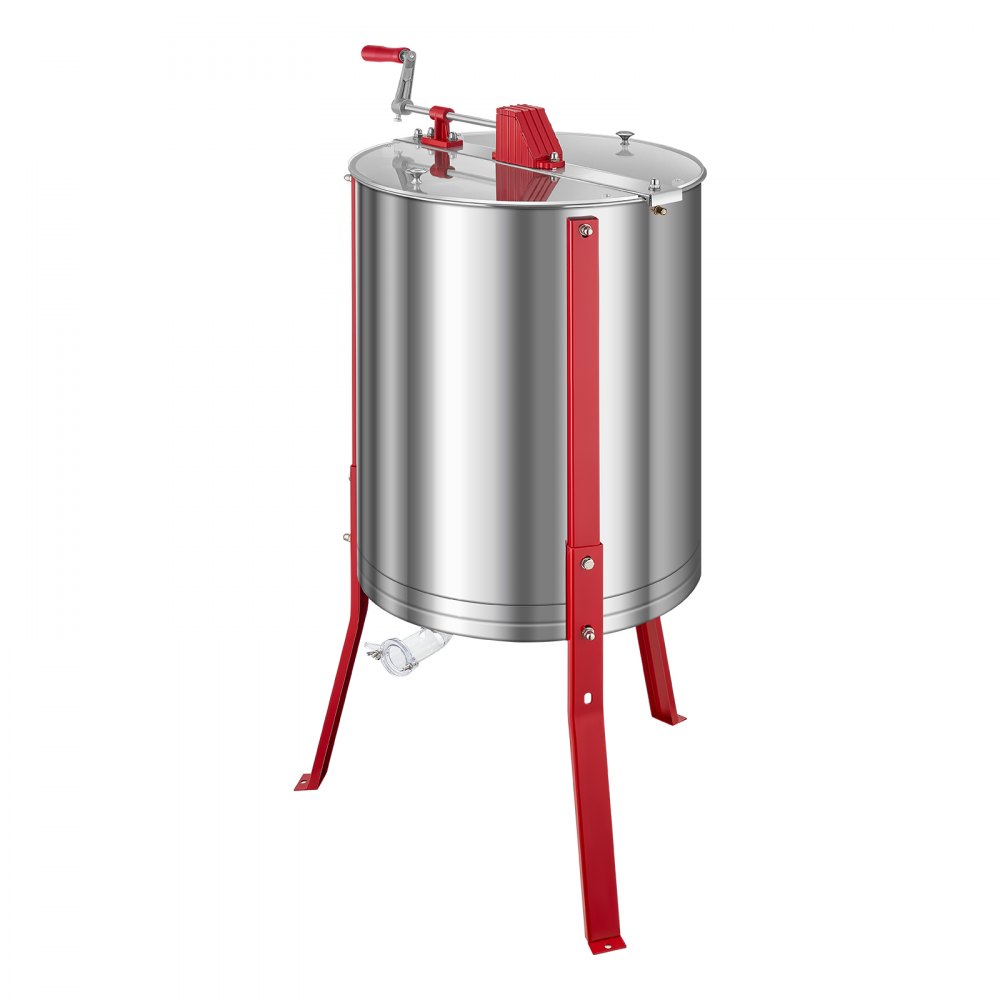 VEVOR Estrattore Elettrico di Miele in Acciaio Inox, Centrifuga Manuale per Miele 6 Telaini, con Coperchio Trasparente, Regolabile in Altezza, Apicoltura per Estrazione, 470 x 495 x 720 mm