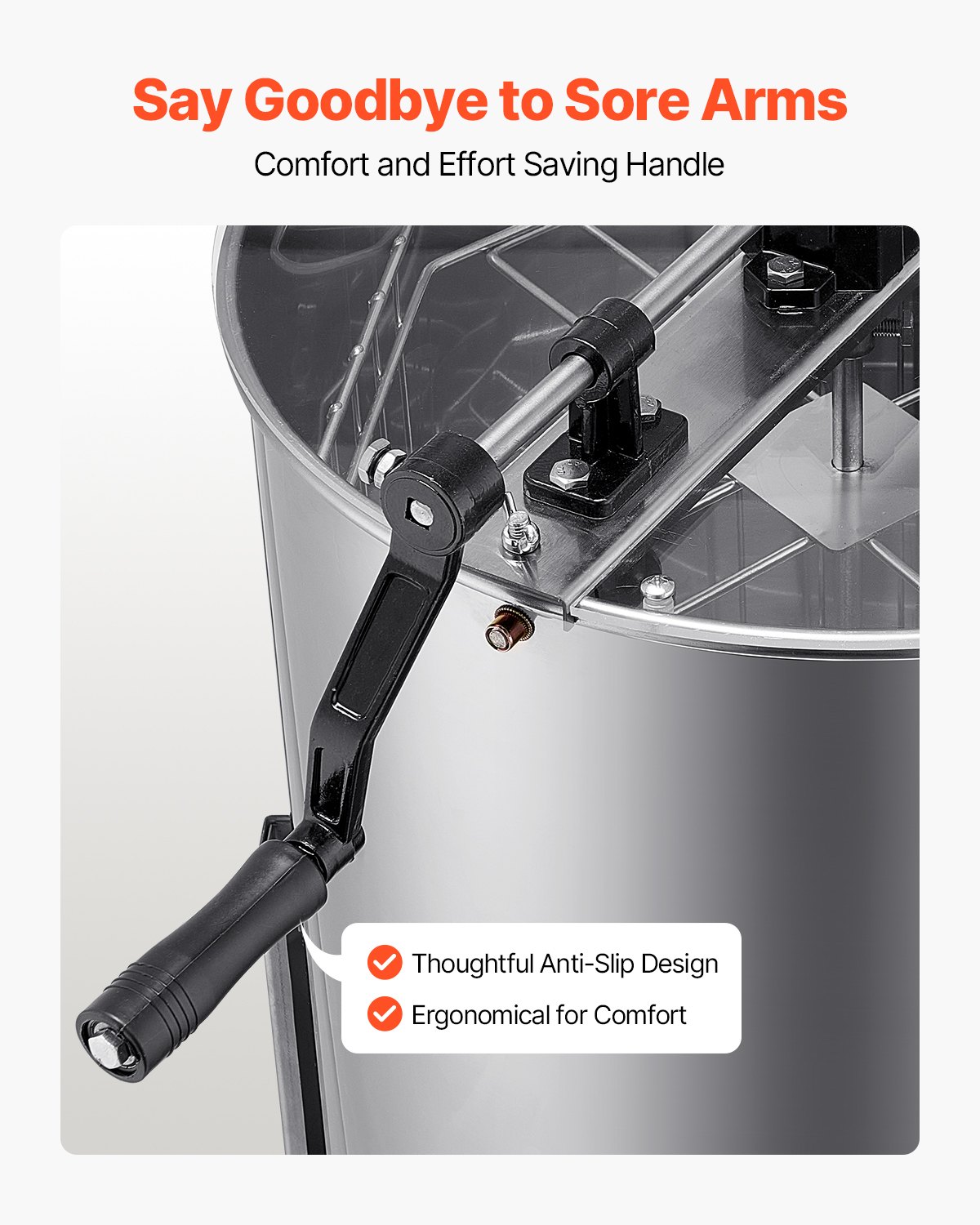 VEVOR Estrattore di Miele in Acciaio Inox, Centrifuga Manuale per Miele 4/8 Telaini, con Coperchio Trasparente, Regolabile in Altezza, Apicoltura per Estrazione di Favi, 470 x 610 x 1080 mm