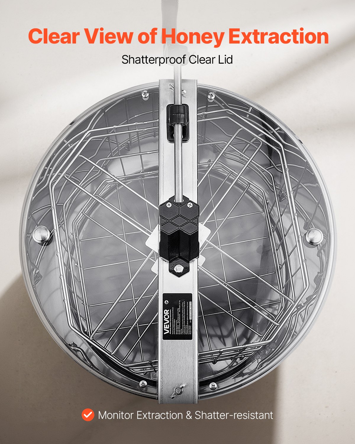 VEVOR Estrattore di Miele in Acciaio Inox, Centrifuga Manuale per Miele 4/8 Telaini, con Coperchio Trasparente, Regolabile in Altezza, Apicoltura per Estrazione di Favi, 470 x 610 x 1080 mm
