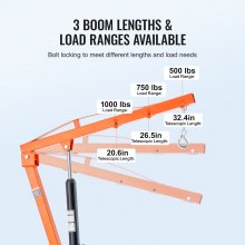 VEVOR Gru per Camioncino Idraulico 450 kg Gru per Sollevamento Girevole a 360°