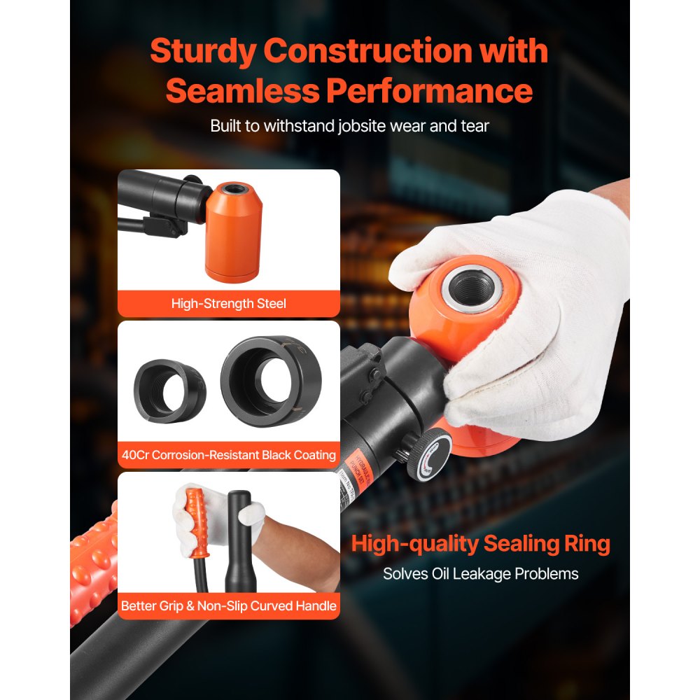 VEVOR Kit di Perforazione Manuale, Set di Punzoni Idraulici da 10 T Kit di Utensili KO per Realizzazione di Fori 1,27 a 5,08 cm con 6 Matrici per Armadi in Metallo, Controllo e Quadri Elettrici