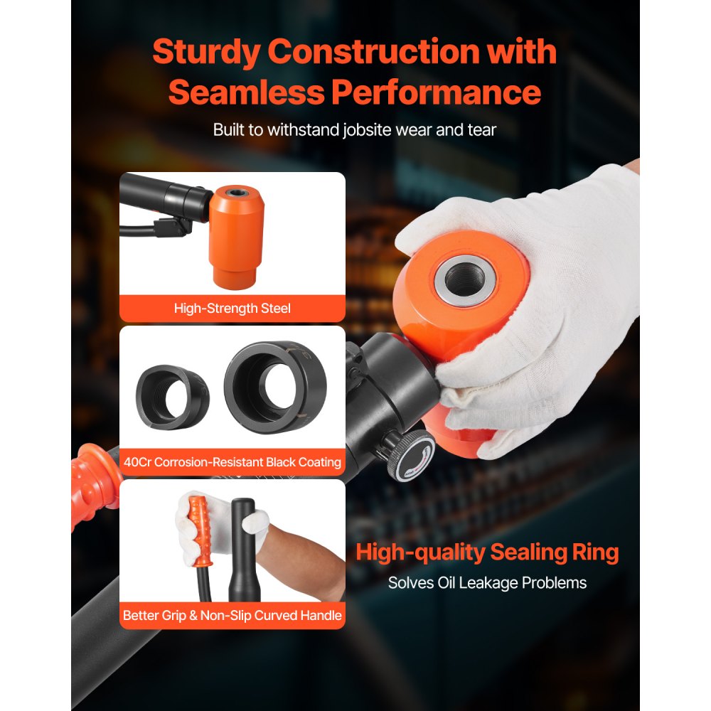 VEVOR Kit di Perforazione Manuale, Set di Punzoni Idraulici da 15 T Kit di Utensili KO per Realizzazione di Fori 1,27 a 10,18 cm 10 Matrici per Armadi in Metallo, Controllo e Quadri Elettrici