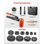 VEVOR Kit di Perforazione Manuale, Set di Punzoni Idraulici da 15 T Kit di Utensili KO per Realizzazione di Fori 1,27 a 10,18 cm 10 Matrici per Armadi in Metallo, Controllo e Quadri Elettrici