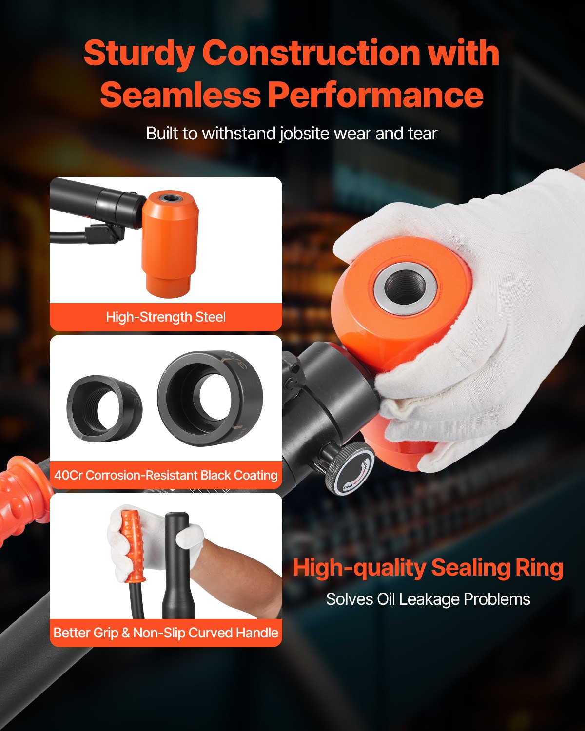 VEVOR Kit di Perforazione Manuale, Set di Punzoni Idraulici da 15 T Kit di Utensili KO per Realizzazione di Fori 1,27 a 10,18 cm 10 Matrici per Armadi in Metallo, Controllo e Quadri Elettrici