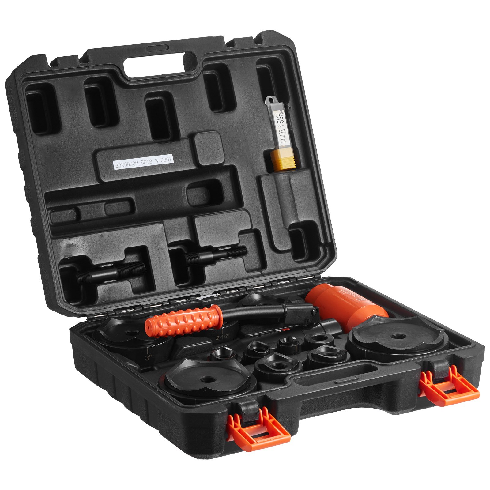 VEVOR Kit di Perforazione Manuale, Set di Punzoni Idraulici da 15 T Kit di Utensili KO per Realizzazione di Fori 1,27 a 10,18 cm 10 Matrici per Armadi in Metallo, Controllo e Quadri Elettrici