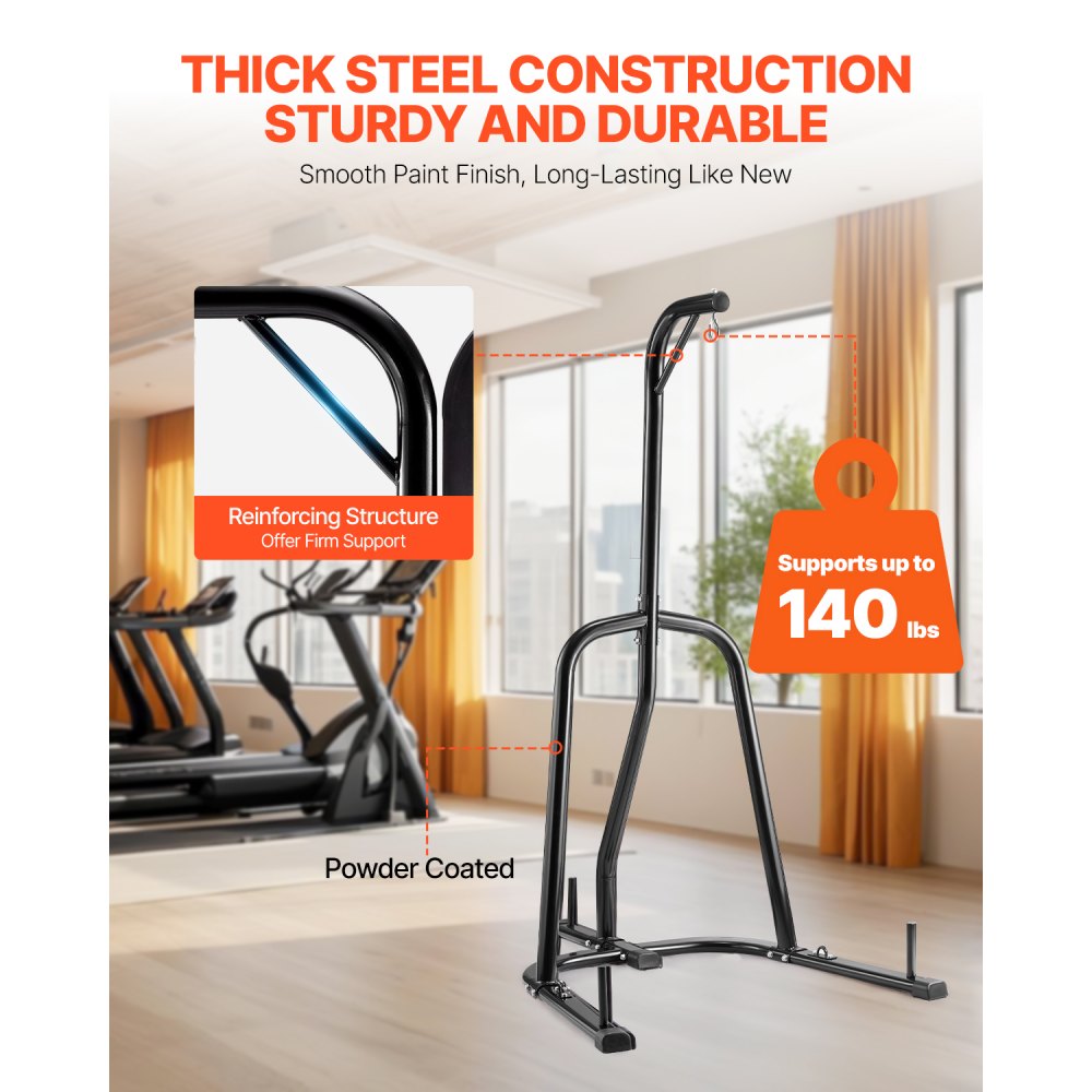 VEVOR Supporto per Sacco da Boxe, Attrezzatura per Allenamento in Acciaio Resistente, Supporta 65 kg, Supporto Indipendente con Base Appesantita, Sacco per Allenamento Palestra Casa