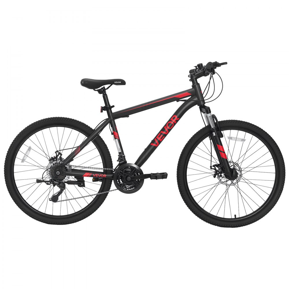 VEVOR Mountain Bike per Adulti 21 Velocità per Tutti i Terreni Carico 120kg Bicicletta da Montagna, Sospensione Anteriorre, Sella Regolabile, in Acciaio di Carbonio, Freno Doppio a Disco, da Esterno