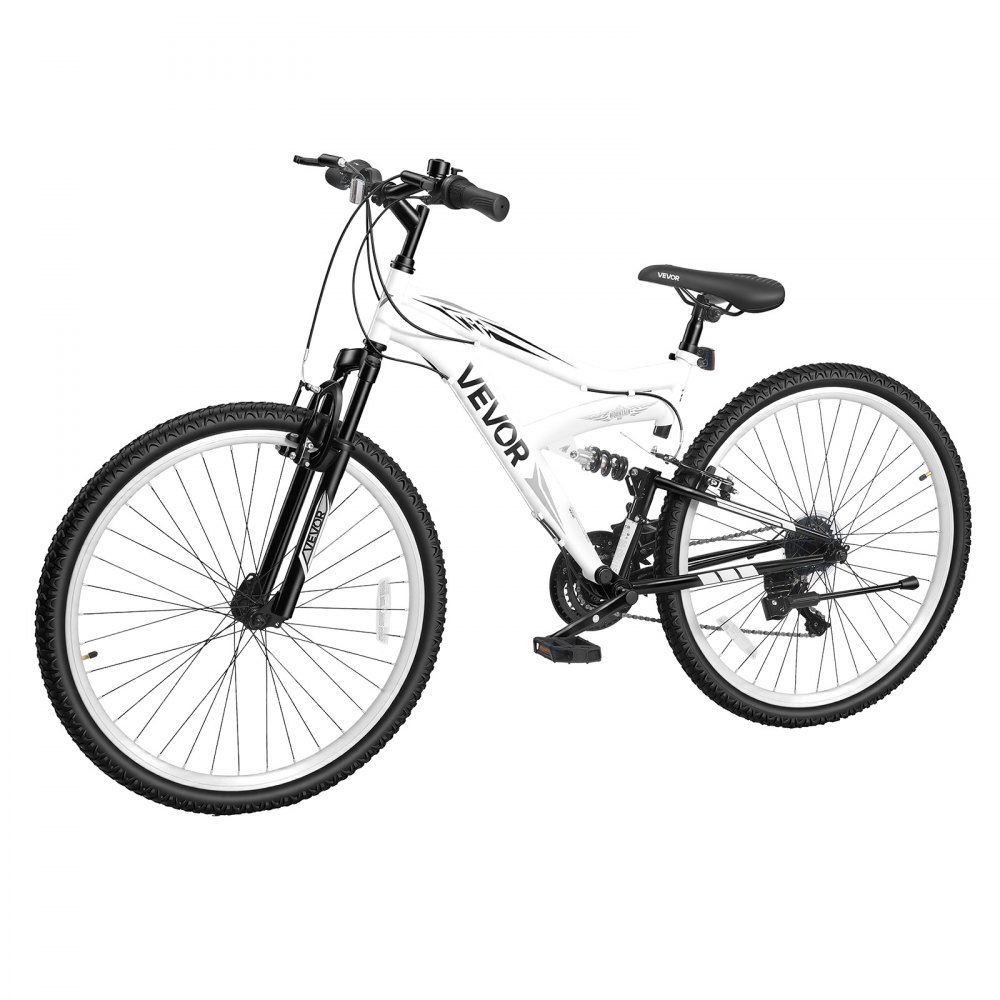 VEVOR Mountain Bike per Adulti 18 Velocità per Tutti i Terreni Carico 120kg Bicicletta da Montagna, Sospensione Completa, Sella Regolabile, Telaio in Acciaio, Alto Tenore di Carbonio, Freno Doppio