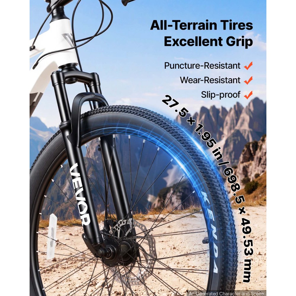 VEVOR Bici da Montagna per Adulti per Tutti i Terreni Carico max 120 kg Mountain Bike, Sospensione Anteriore, Sella Regolabile, Telaio in Lega di Alluminio, Doppio Freno a Disco, Lunghezza 172 cm