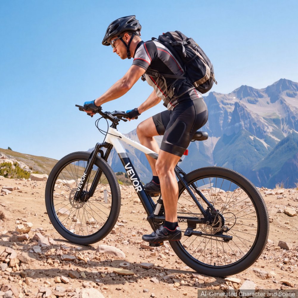 VEVOR Bici da Montagna per Adulti per Tutti i Terreni Carico max 120 kg Mountain Bike, Sospensione Anteriore, Sella Regolabile, Telaio in Lega di Alluminio, Doppio Freno a Disco, Lunghezza 172 cm