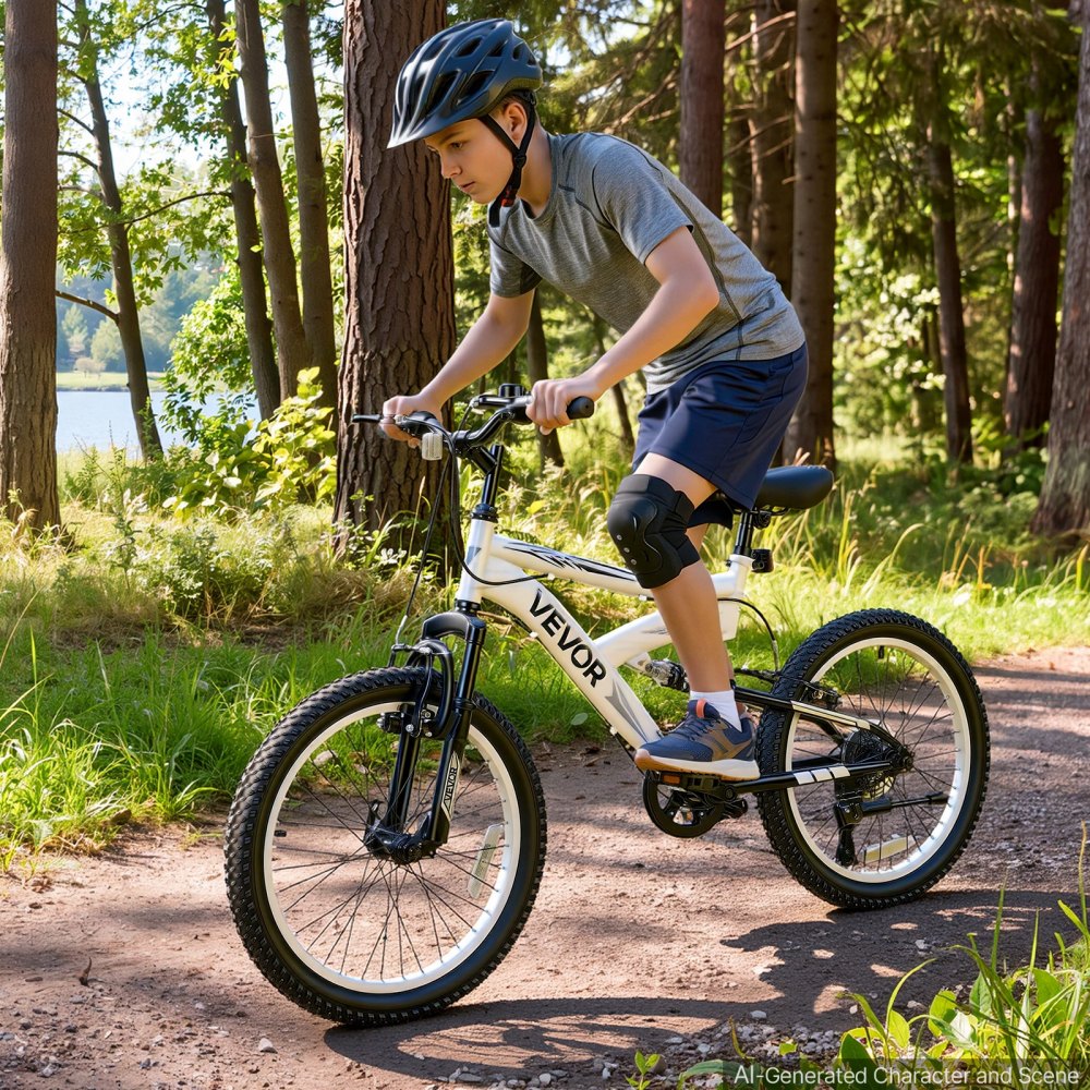 VEVOR Mountain Bike per Strada 6 Velocità per Tutti i Terreni Carico 80 kg Bicicletta da Montagna, Sospensione Completa, Sella Regolabile, Telaio in Acciaio, Alto Tenore di Carbonio, Freno Doppio