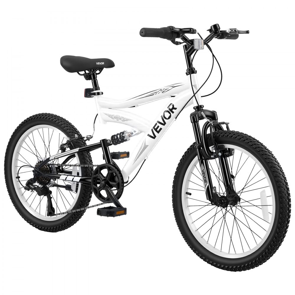 VEVOR Mountain Bike per Strada 6 Velocità per Tutti i Terreni Carico 80 kg Bicicletta da Montagna, Sospensione Completa, Sella Regolabile, Telaio in Acciaio, Alto Tenore di Carbonio, Freno Doppio