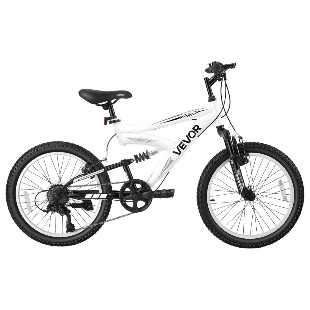 VEVOR Mountain Bike per Strada 6 Velocità per Tutti i Terreni Carico 80 kg Bicicletta da Montagna, Sospensione Completa, Sella Regolabile, Telaio in Acciaio, Alto Tenore di Carbonio, Freno Doppio
