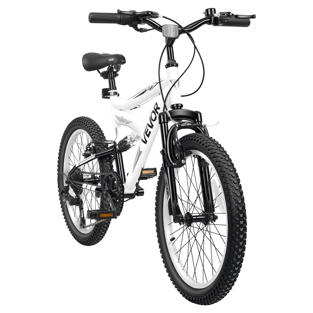 VEVOR Mountain Bike per Strada 6 Velocità per Tutti i Terreni Carico 80 kg Bicicletta da Montagna, Sospensione Completa, Sella Regolabile, Telaio in Acciaio, Alto Tenore di Carbonio, Freno Doppio