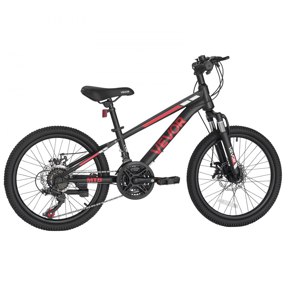 VEVOR Mountain Bike for Men and Women 50.8 cm Outdoor Bicycle 21 Speeds, Adult Bike, Front Suspension, Adjustable Saddle, All-Terrain Tires, High Carbon Steel Frame, Dual Disc Brake, Pre-Assembled