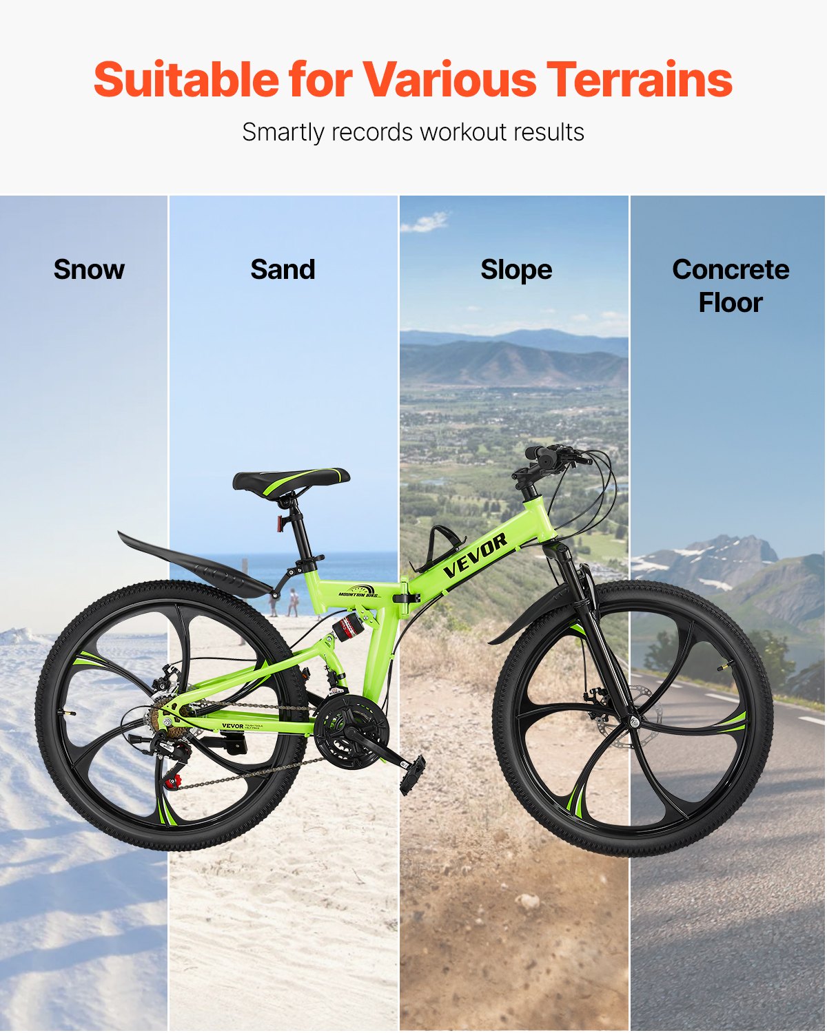 VEVOR Bicicletta da Montagna Pieghevole 66,04 cm MTB Bicicletta a 21 Velocità