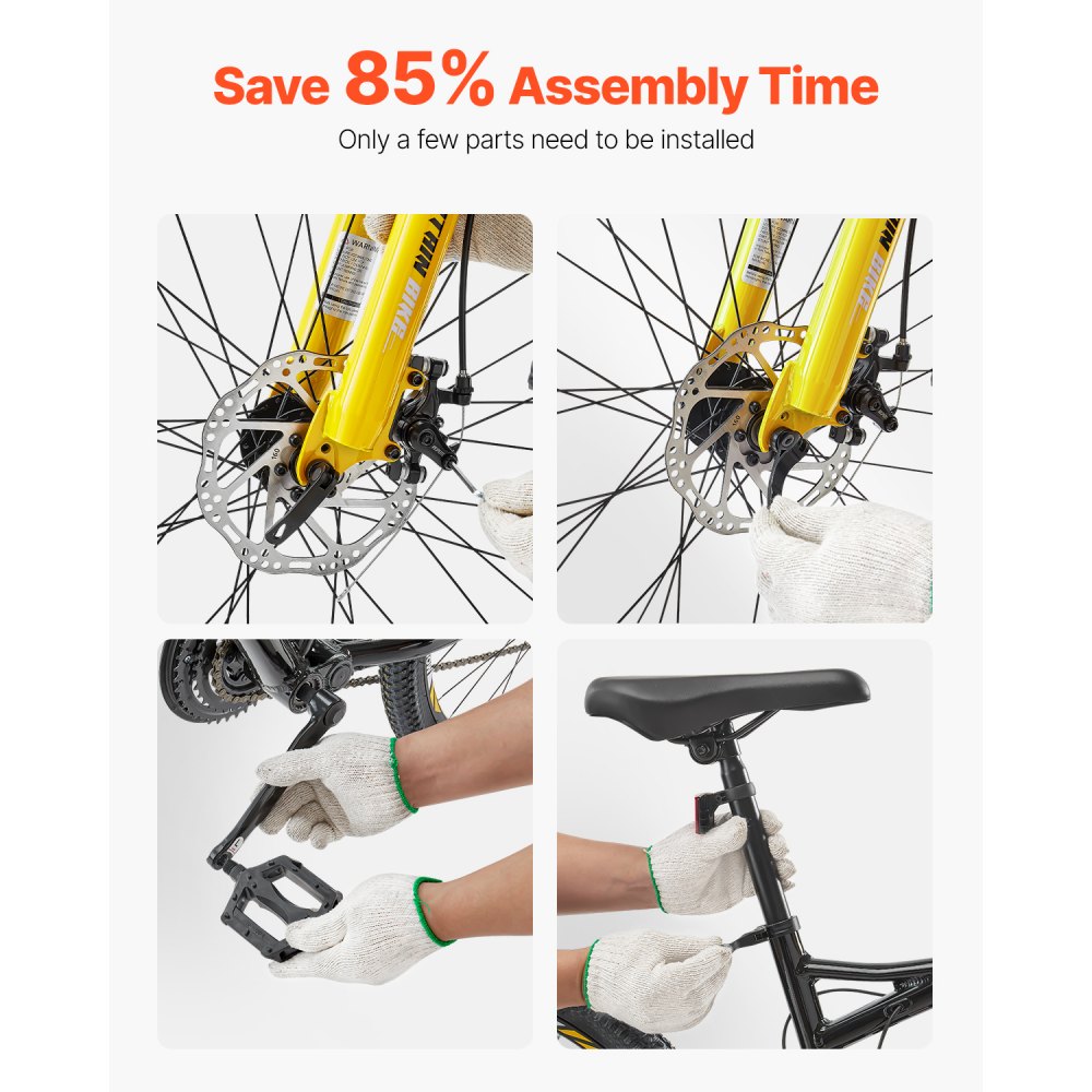 VEVOR Bicicletta da Montagna 73,66 cm Bicicletta MTB con Doppia Sospensione Completa, Cambio Rotativo a 24 Velocità, Sella Comfort, Freni a Doppio Disco, Telaio in Lega di Alluminio, Bici Sportiva