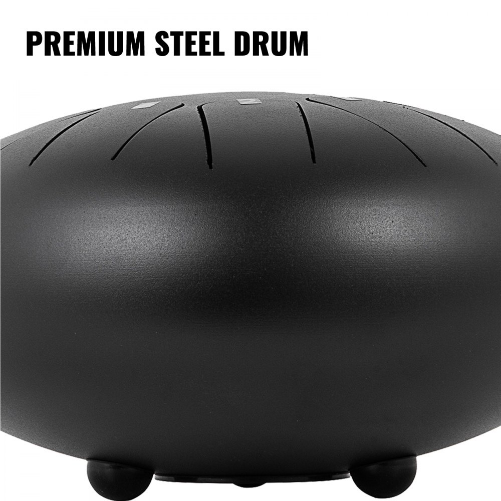 VEVOR Handpan Harmonic, Hand Drum Tamburo Musicale in Acciaio in 11 Note, Drum Hand 10 Pollici con Soft Hand Pan Bag,Hand Drum Nero con Liibro di Musica, Borsa, Staffa a Mazzuolo