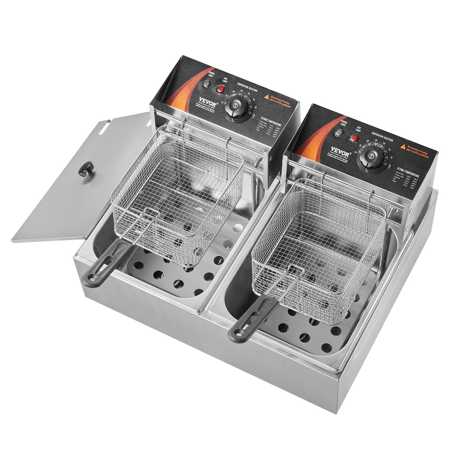 VEVOR Friggitrice Elettrica Commerciale Doppia Vasca, Macchina Friggitrice da Banco Capacità da 24 Litri con Doppio Cestello Rimovibile, Friggitrice Doppia in Acciaio Inox 5000 W da Cucina Hotel