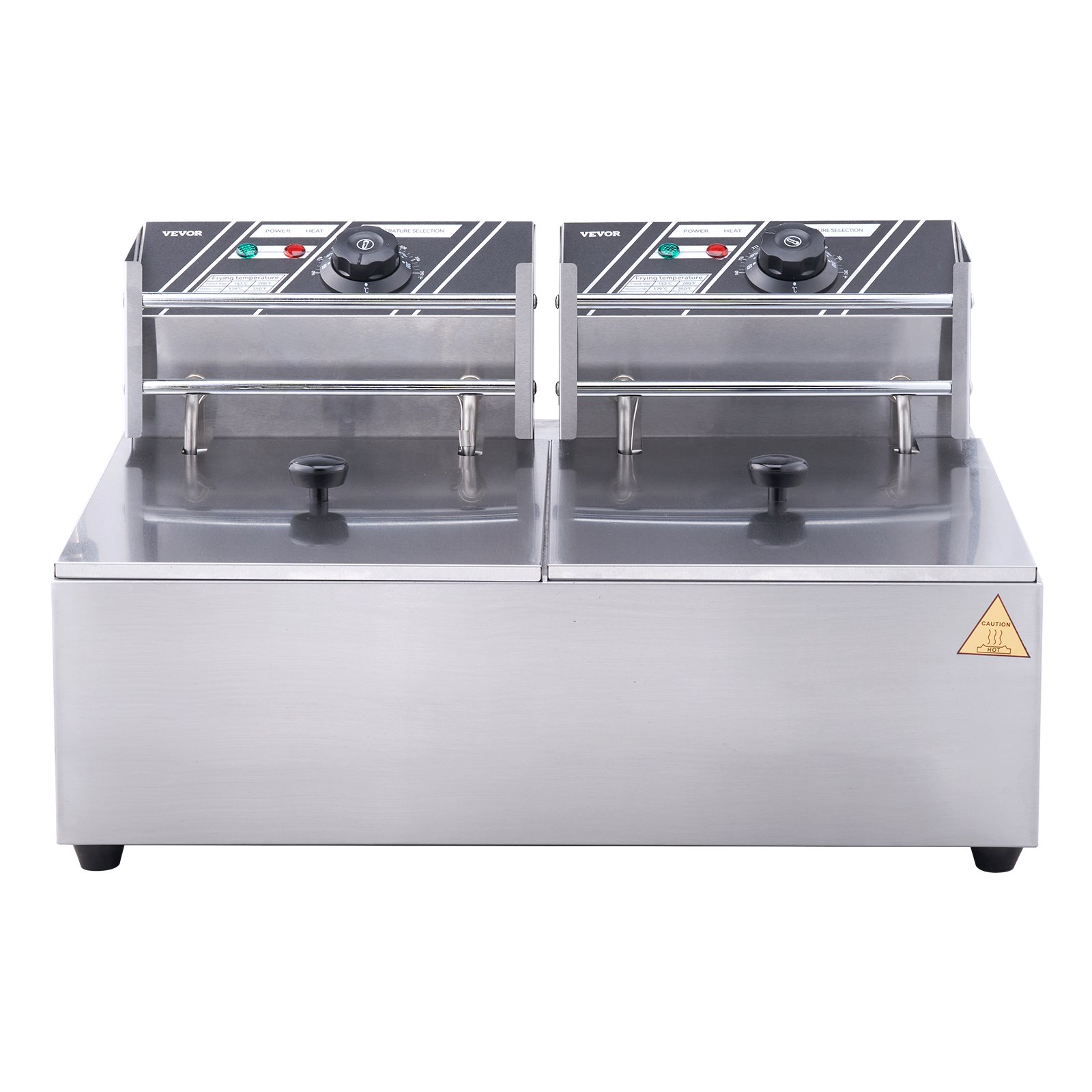 VEVOR Friggitrice Elettrica Commerciale Doppia Vasca, Macchina Friggitrice da Banco Capacità da 12 Litri con Doppio Cestello Rimovibile, Friggitrice Doppia in Acciaio Inox 5000 W da Cucina Hotel