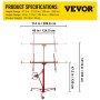 VEVOR Drywall Roller Lifter, Panel Lifter, Mounting Aid for Plasterboard, Gypsum Boards, Boards, and Plastic Panels, 1-Man Operation, 120-335 cm Working Height, 68 kg Load Capacity, Red
