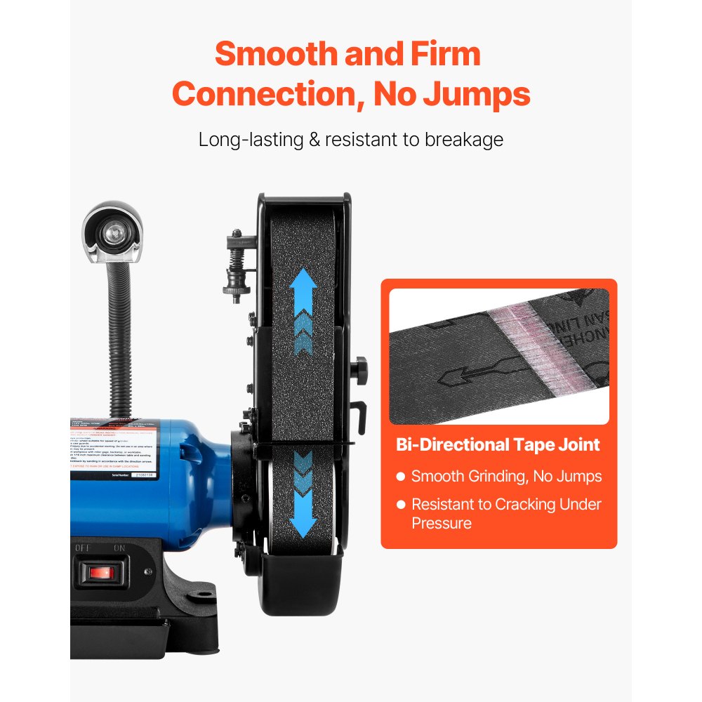 VEVOR Nastro Abrasivo 50 x 1830 mm, Set Nastro Abrasivo, Grana 120, 240, 400, 600, 800, 1000, 6 pezzi Nastri Abrasivi Misti in Carburo di Silicio per Levigatrice a Nastro, Lavorazione dei Metalli