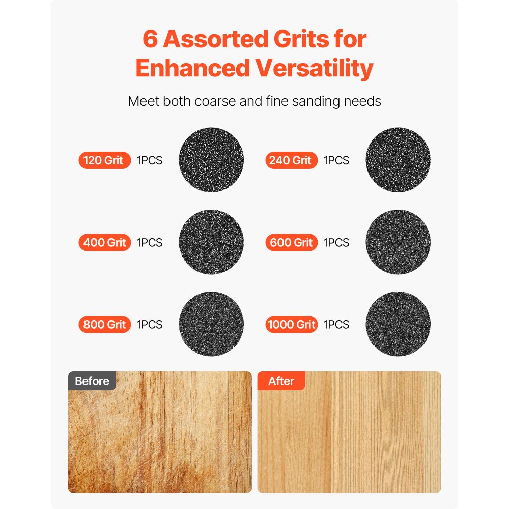 VEVOR Nastro Abrasivo 50 x 1830 mm, Set Nastro Abrasivo, Grana 120, 240, 400, 600, 800, 1000, 6 pezzi Nastri Abrasivi Misti in Carburo di Silicio per Levigatrice a Nastro, Lavorazione dei Metalli