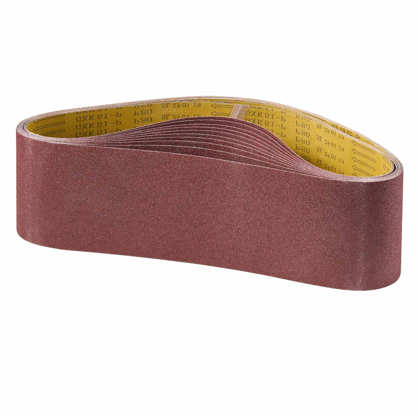 VEVOR Nastro Abrasivo 152 x 1219 mm, Set Nastro Abrasivo, Grana 80, 10 pezzi Nastri Abrasivi in Ossido di Alluminio per Levigatrice a Nastro, Lucidatura dei Legno Metalli non Ferrosi