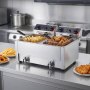 VEVOR Friggitrice Elettrica Doppio Vassoio, Friggitrice 5000 W Totale Acciaio Inox con Cestelli Coperchi 60-200 °C Temperatura Controllata Timer Protezione contro Surriscaldamento, Ristorante Cucina
