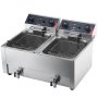 VEVOR Friggitrice Elettrica Doppio Vassoio, Friggitrice 5000 W Totale Acciaio Inox con Cestelli Coperchi 60-200 °C Temperatura Controllata Timer Protezione contro Surriscaldamento, Ristorante Cucina