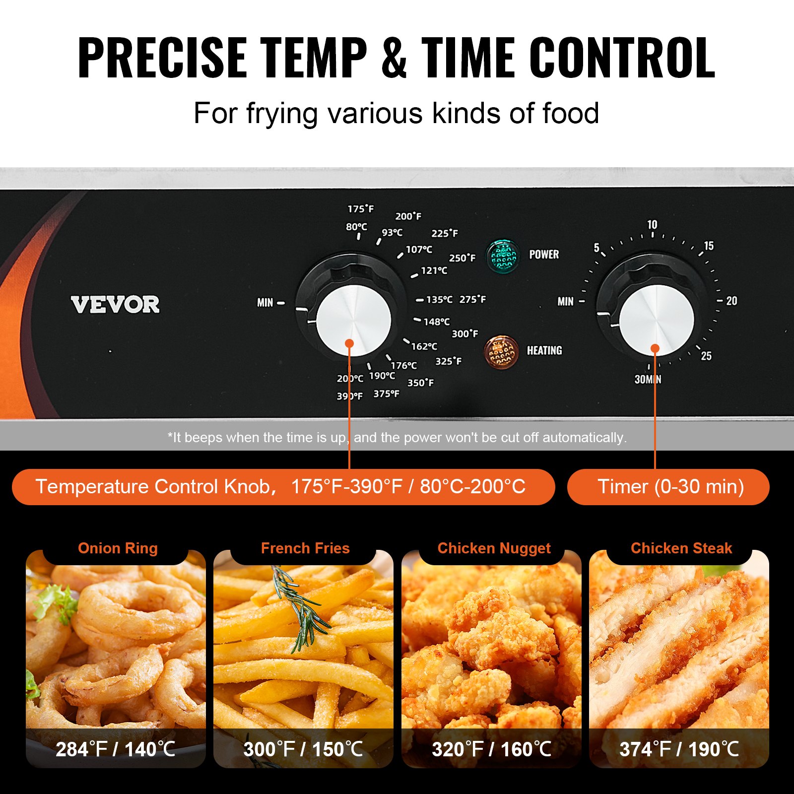 VEVOR Friggitrice Commerciale Elettrica da Banco a Doppia Vasca 3000 W, 2 Friggitrici a Olio 8,5 L con 2 Cestelli, Acciaio Inox Spesso 1 mm, Controllo Tempo Temperatura, per Uso in Cucina Ristorante