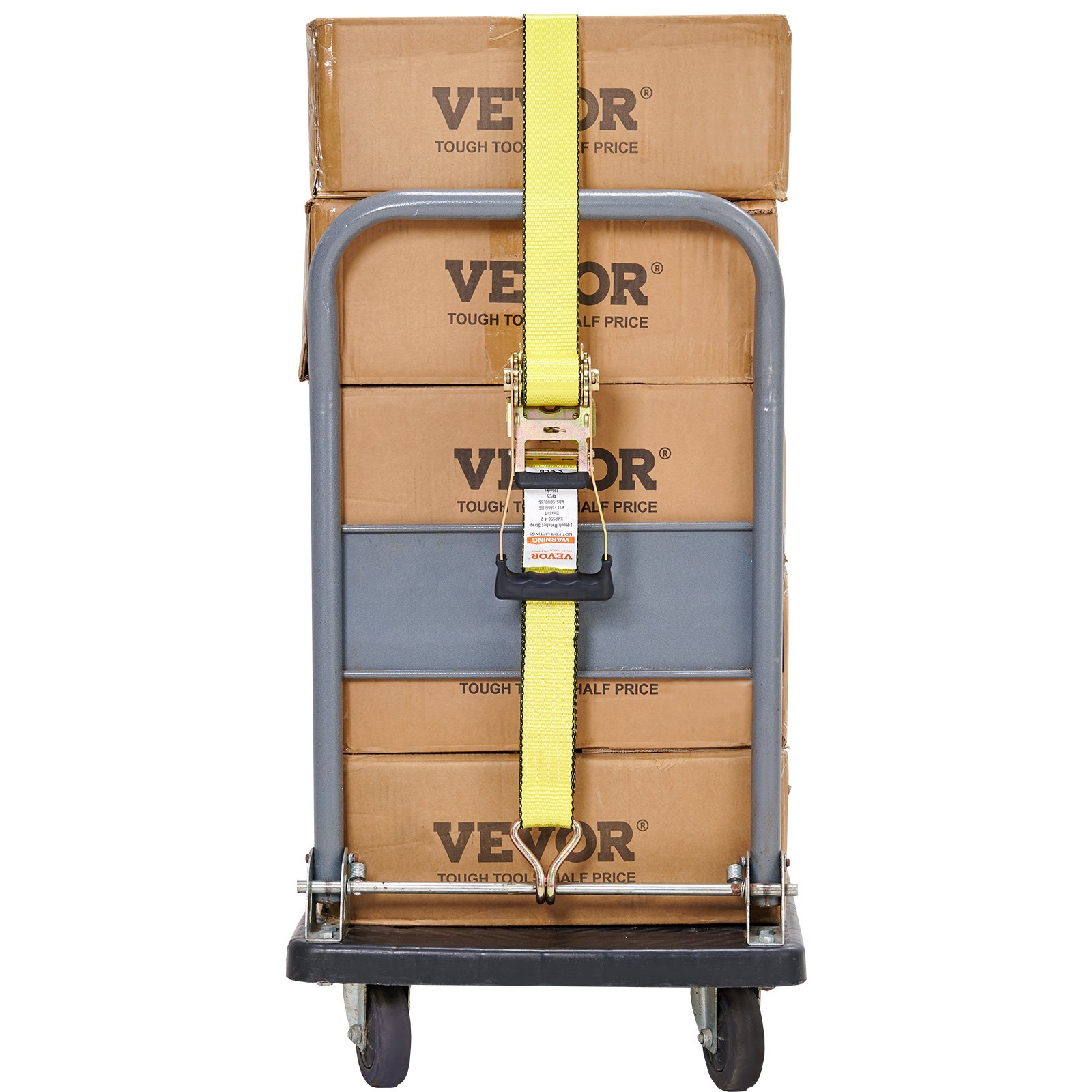 VEVOR 4-pack ratchet straps 0.05 x 8 m, 4536 kg capacity, polyester webbing with carbon steel hooks, ideal for motorcycles, bicycles, kayaks, UTVs, boats, and ATVs