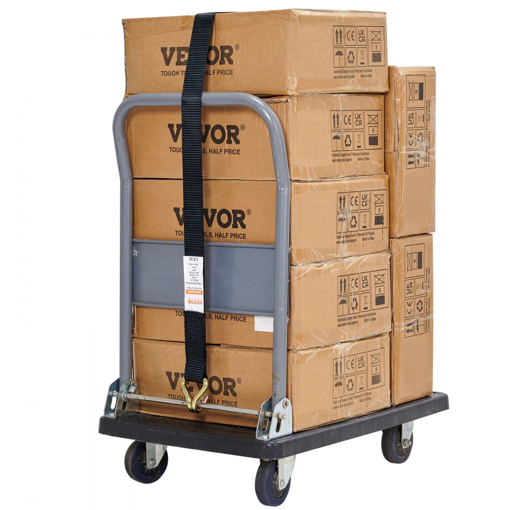 VEVOR Kit Cinghie a Cricchetto Ancoraggio, Carico max. 5048kg, Cinghie di Tensione 0,05x2,4 m con Cricchetto e Gancio Gialli per Motociclette, Biciclette, Traslochi Scatole in Rimorchio Portapacchi