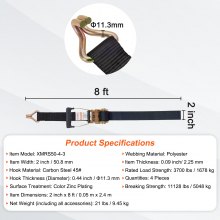 VEVOR Kit Cinghie a Cricchetto Ancoraggio, Carico max. 5048kg, Cinghie di Tensione 0,05x2,4 m con Cricchetto e Gancio Gialli per Motociclette, Biciclette, Traslochi Scatole in Rimorchio Portapacchi