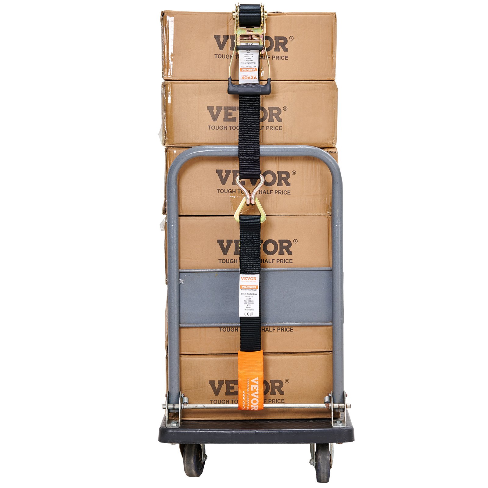 VEVOR Kit Cinghie a Cricchetto Ancoraggio, Carico max. 5048kg, Cinghie di Tensione 0,05x2,4 m con Cricchetto e Gancio Gialli per Motociclette, Biciclette, Traslochi Scatole in Rimorchio Portapacchi