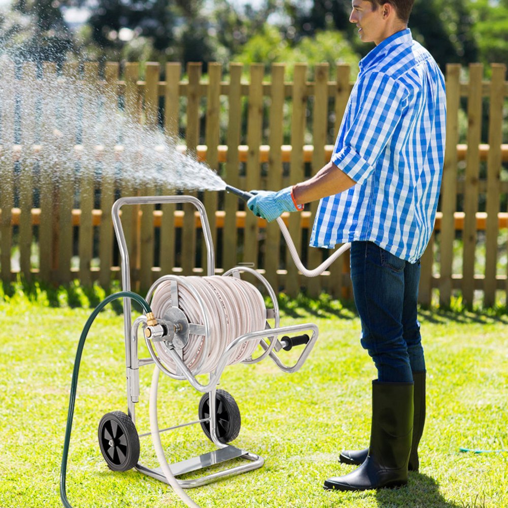 VEVOR Carrello avvolgitubo, può contenere fino a 200 piedi di tubo da 5/8" (tubo non incluso), carrelli per tubi dell'acqua da giardino, strumenti mobili con ruote, acciaio verniciato a polvere